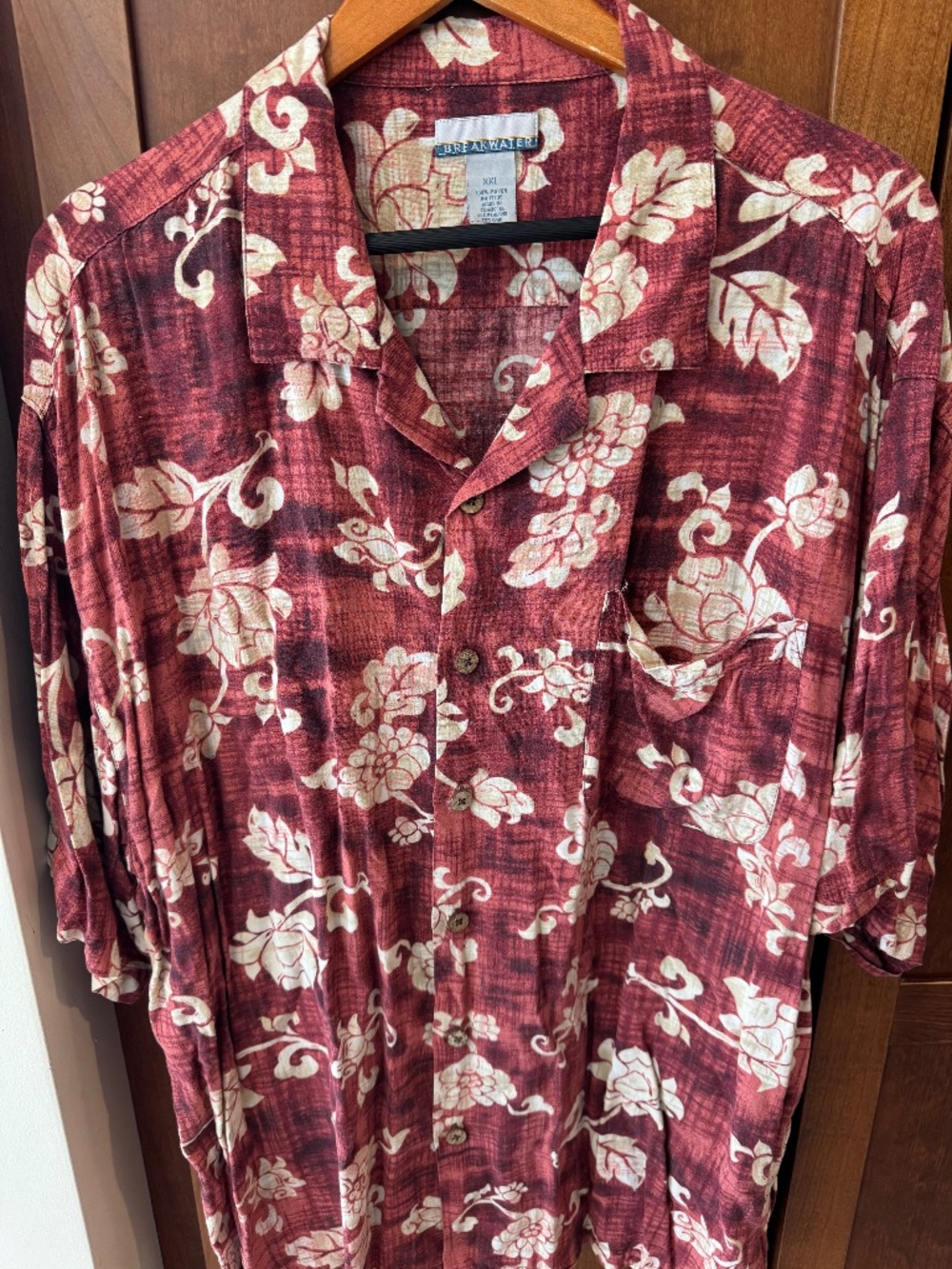 Breakwater Mens 2XL XXL Hawaiian Shirt Floral Tropical Leaves Button Up Rayon